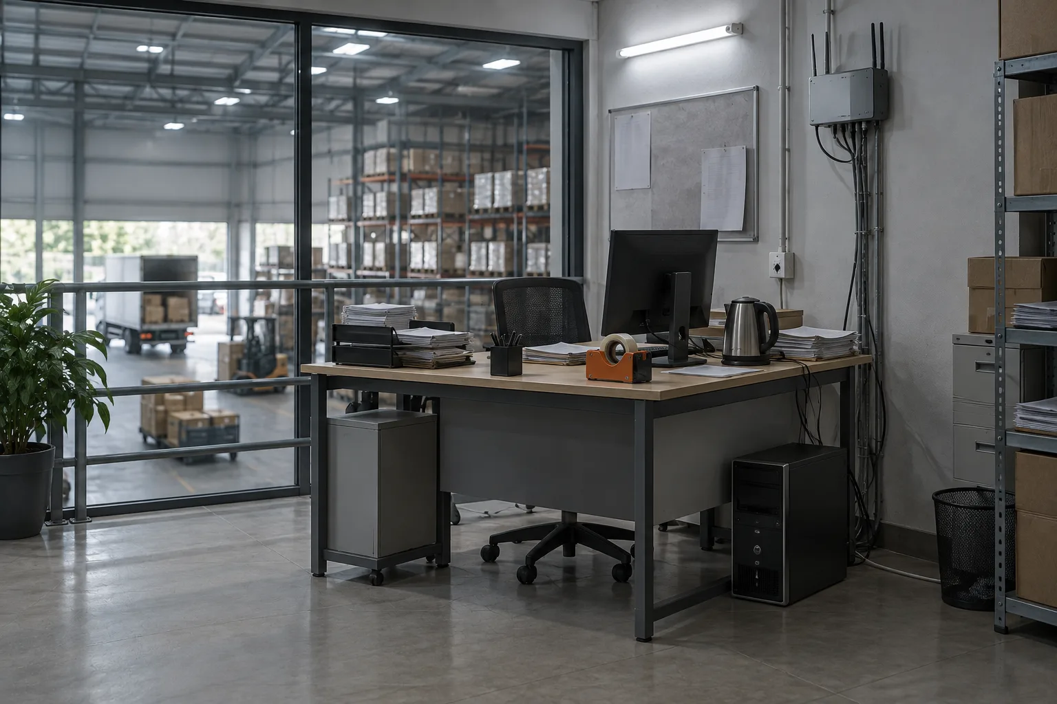 Warehouse office overlooking the loading floor